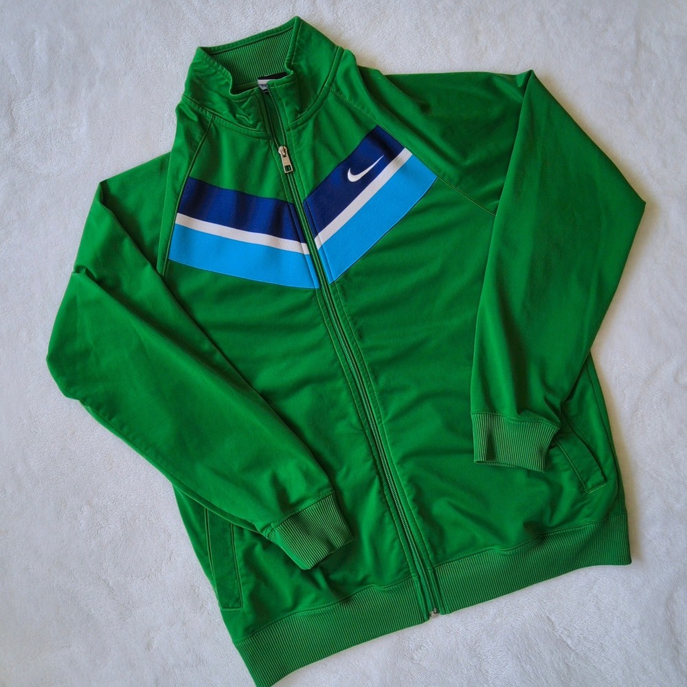 Nike Athletic Dept Track Jacket Men's XL Green Chevron Full Zip Y2K Retro 518030